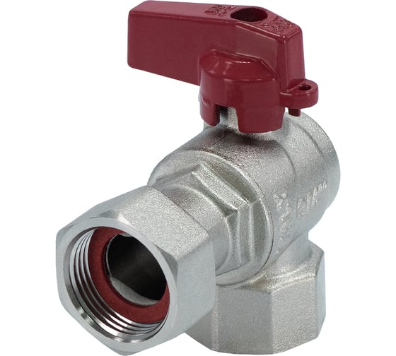 Изображение товара Шаровой кран Millennium латунный,никилерованный угловой с накидной гайкой для воды 3/4 внутренняя/внутренняя резьба KUFG3434