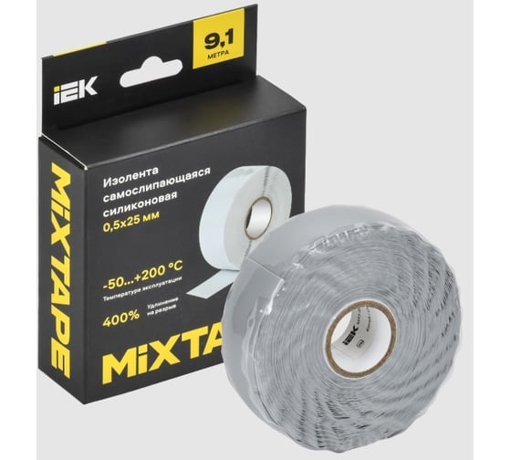 Изображение товара Изолента самослипающаяся силиконовая резиновая IEK MIXTAPE PRO 0,5x25 мм, 9,1 м MT7-IZ32-D05-25-D91