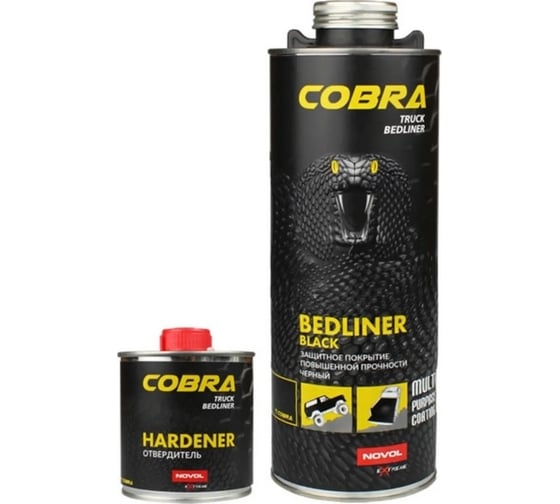 Изображение товара Покрытие для кузова Novol COBRA Truck Bedliner защитное, черное, 800 мл X6134559