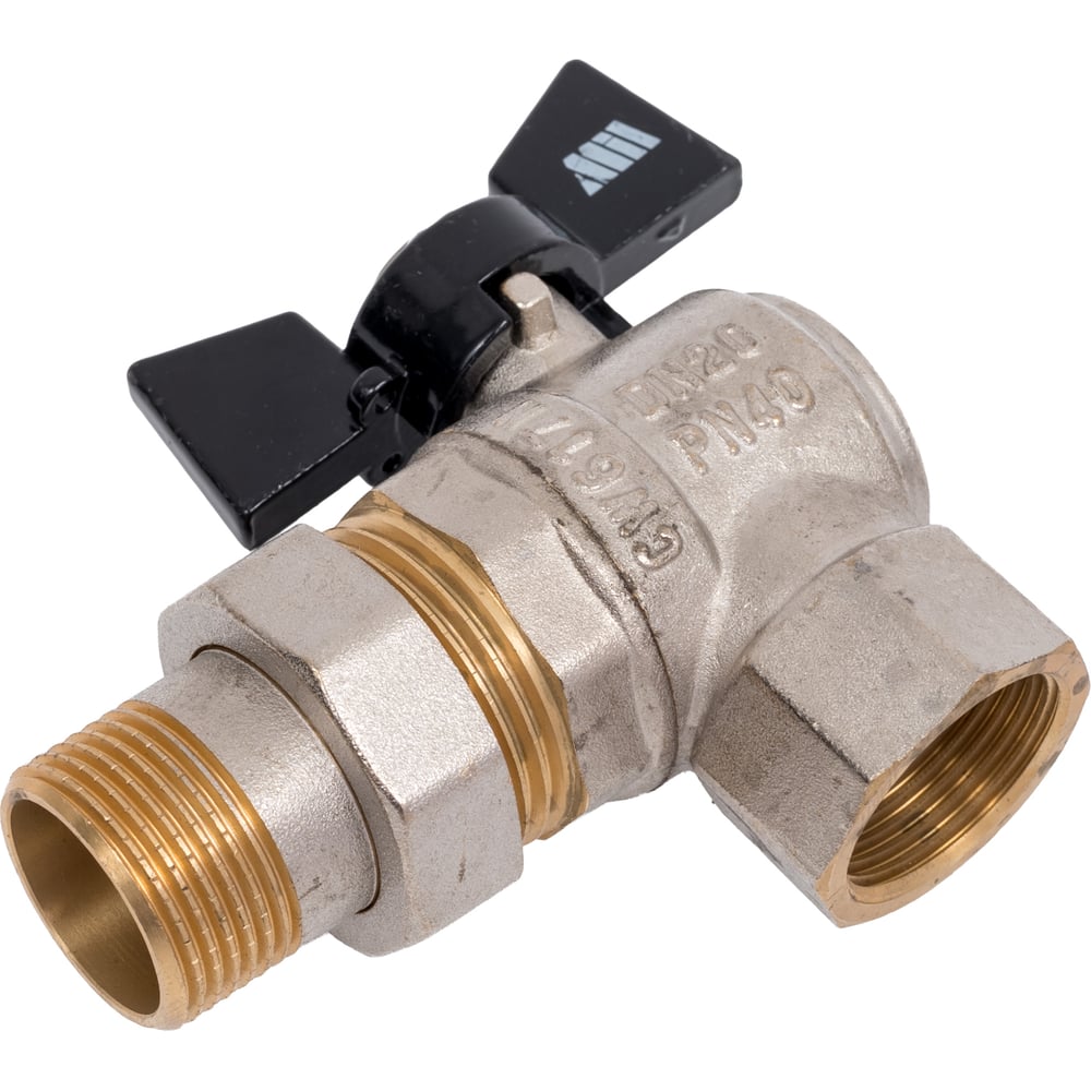 Изображение товара Шаровой кран Millennium латунный угловой 3/4 резьба для воды с ручкой бабочка