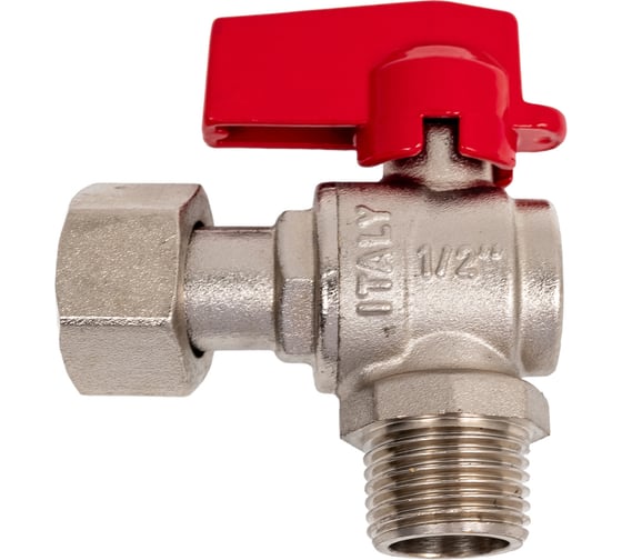 Изображение товара Шаровой кран Millennium латунный,никилерованный угловой с накидной гайкой для воды 1/2 внутренняя/наружная резьба KUMG1212