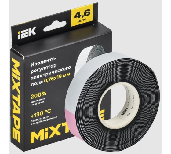 Изображение товара Изолента-регулятор электрического поля IEK MIXTAPE PRO 0,76x19 мм, 4,6 м MT7-IZ34-C076-19-D46