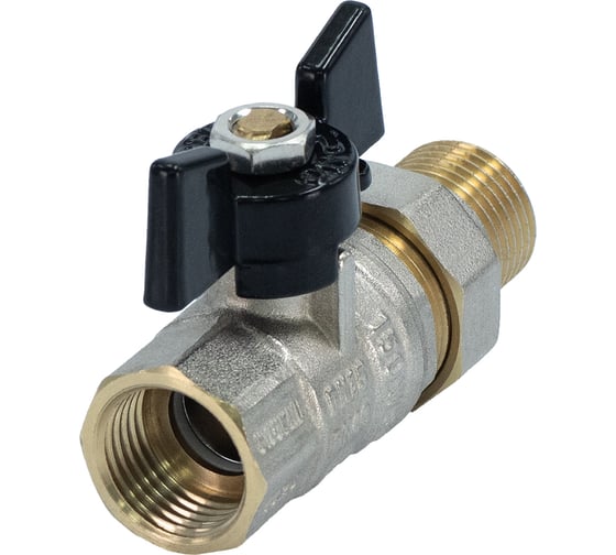 Изображение товара Шаровой кран Millennium латунный,никилерованный с накидной гайкой для воды 3/4 внутренняя/наружная резьба ручка-бабочка KVBNG3434