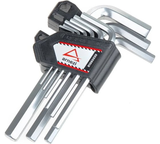 Изображение товара Набор имбусовых ключей ARNEZI HEX (шестигранников) 9пр короткие с магнитайзером R1060030
