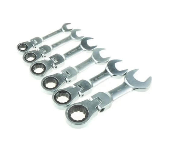 Изображение товара Набор ключей комбинированных ARNEZI 6 предметов, трещоточные, шарнирные, короткие, 8, 10, 12, 13, 14, 17 мм R1030760