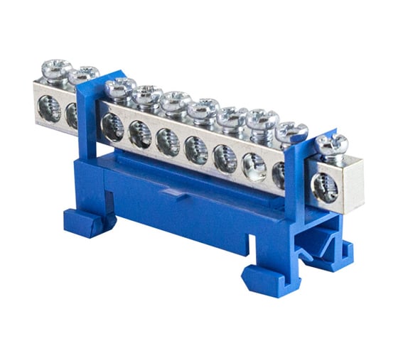 Изображение товара Шина HLT N ноль на DIN-изоляторе тип Стойка ШНИ-6x9-10 никелированная, синяя, 25шт 081-03-172