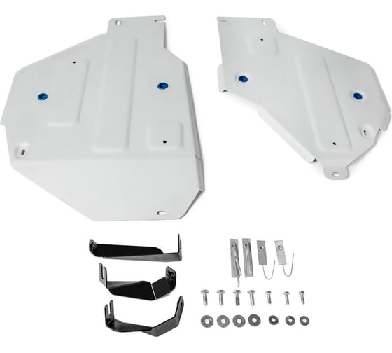 Изображение товара Защита топливного бака Rival для Audi Q7 II 2015-2020/Q7 II рестайлинг (45 quattro tiptronic) 2020-н.в./Q8 2018-н.в., штампованная, алюминий 4 мм, с крепежом, 2 части 333.0352.1