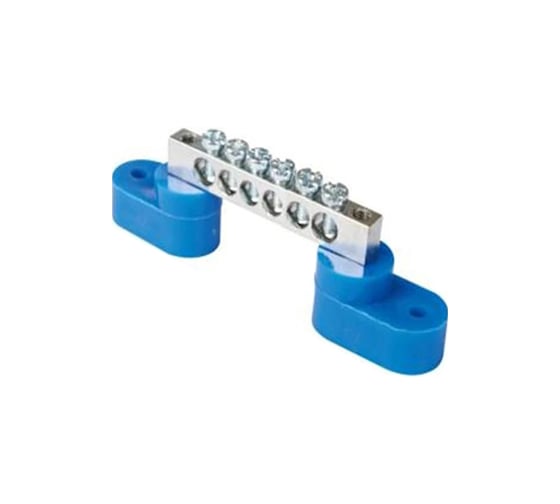 Изображение товара Шина HLT N ноль на двух угловых изоляторах ШНИ-6x9-6-У2-никелированная, синяя, 10шт 081-01-111