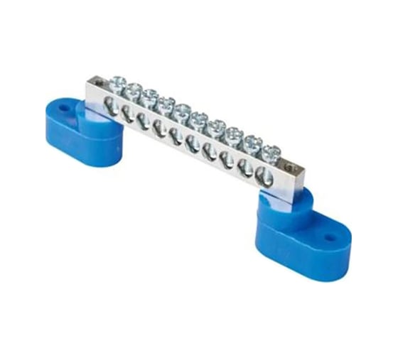 Изображение товара Шина HLT N ноль на двух угловых изоляторах ШНИ-6x9-10-У2-никелированная, синяя, 10шт 081-01-113