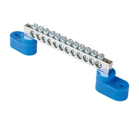 Изображение товара Шина HLT N ноль на двух угловых изоляторах ШНИ-6x9-12-У2-никелированная, синяя, 10шт 081-01-114