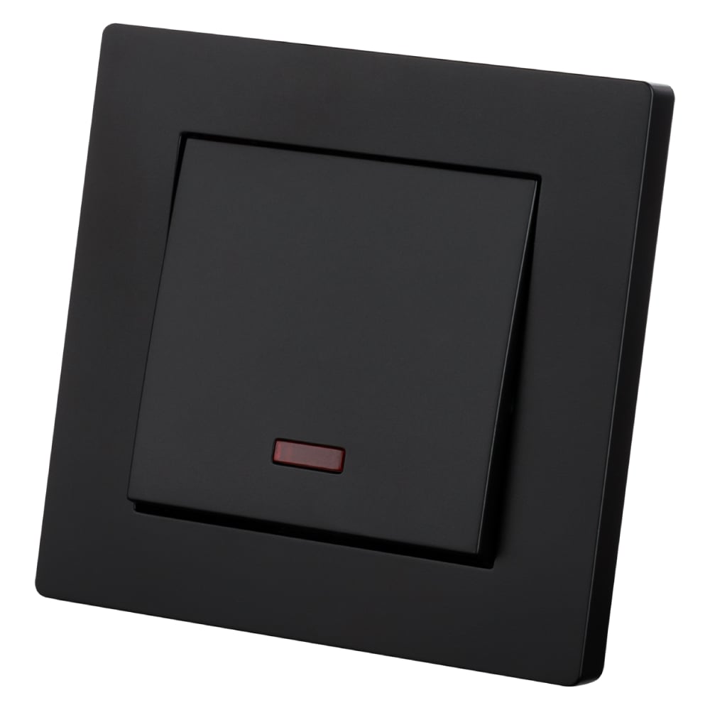 Изображение товара Выключатель 1 клавишный с подсветкой TDM SQ1816-0304 черный для освещения