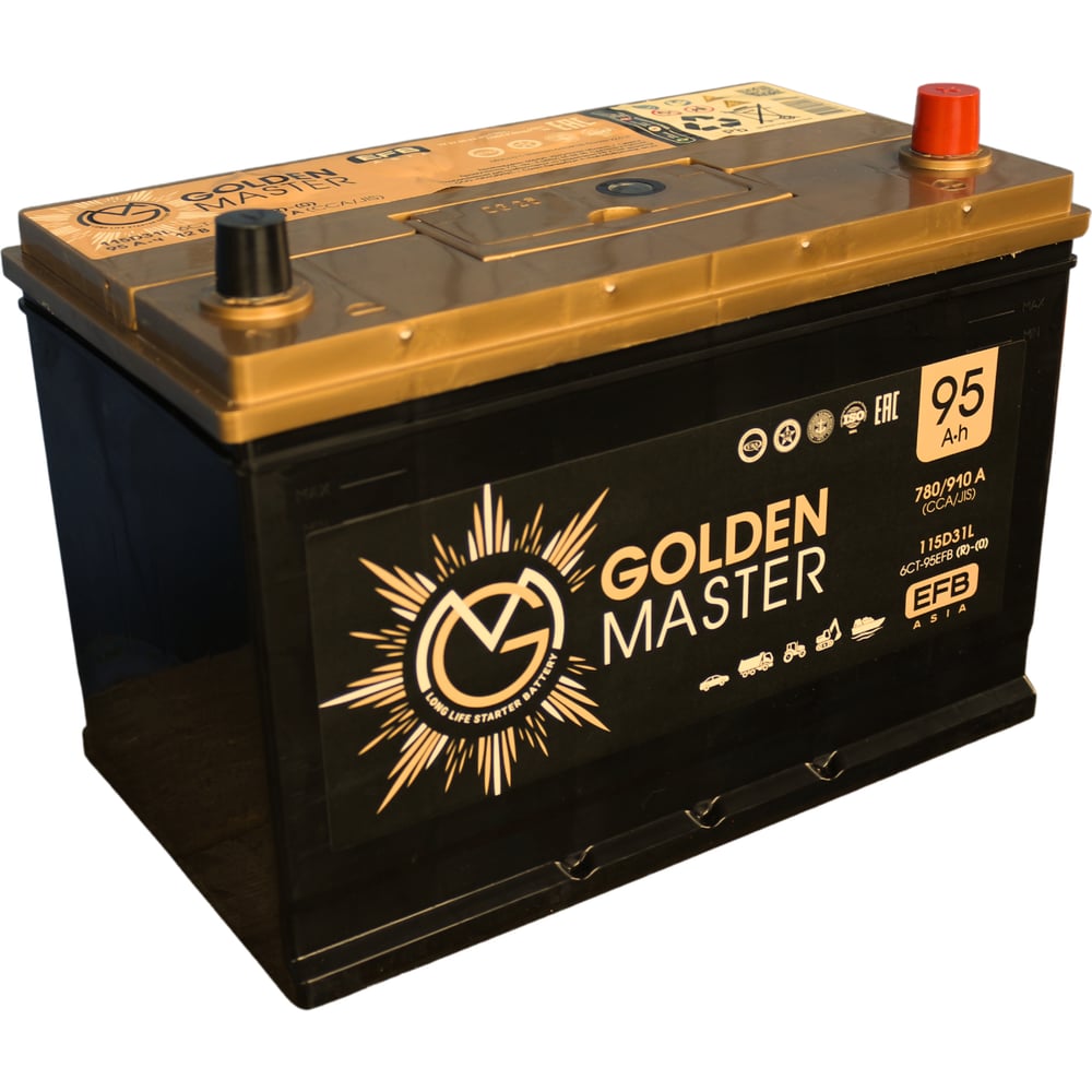 Изображение товара Автомобильный аккумулятор GOLDEN MASTER EFB ASIA 6СТ-95 (R)-(0) 780А 306x175x225 мм