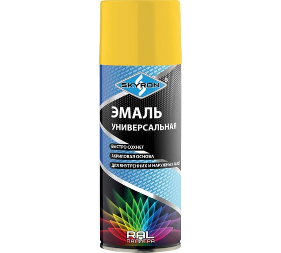 Изображение товара Универсальная акриловая эмаль SKYRON желтая RAL1018 SR-11018
