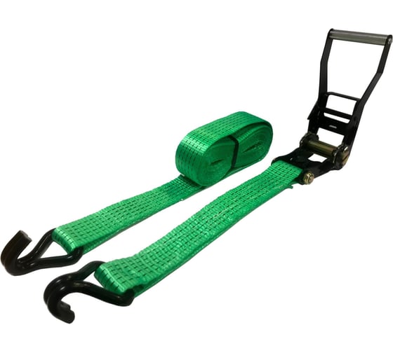 Изображение товара Ремень крепления груза TopAuto PRO ULTRA ширина ленты 25 мм, полиэфир, зеленая, 800/1600 кг, 4м, черный механизм 110 мм на 800 DaN, 2 черных крюка РК084UG