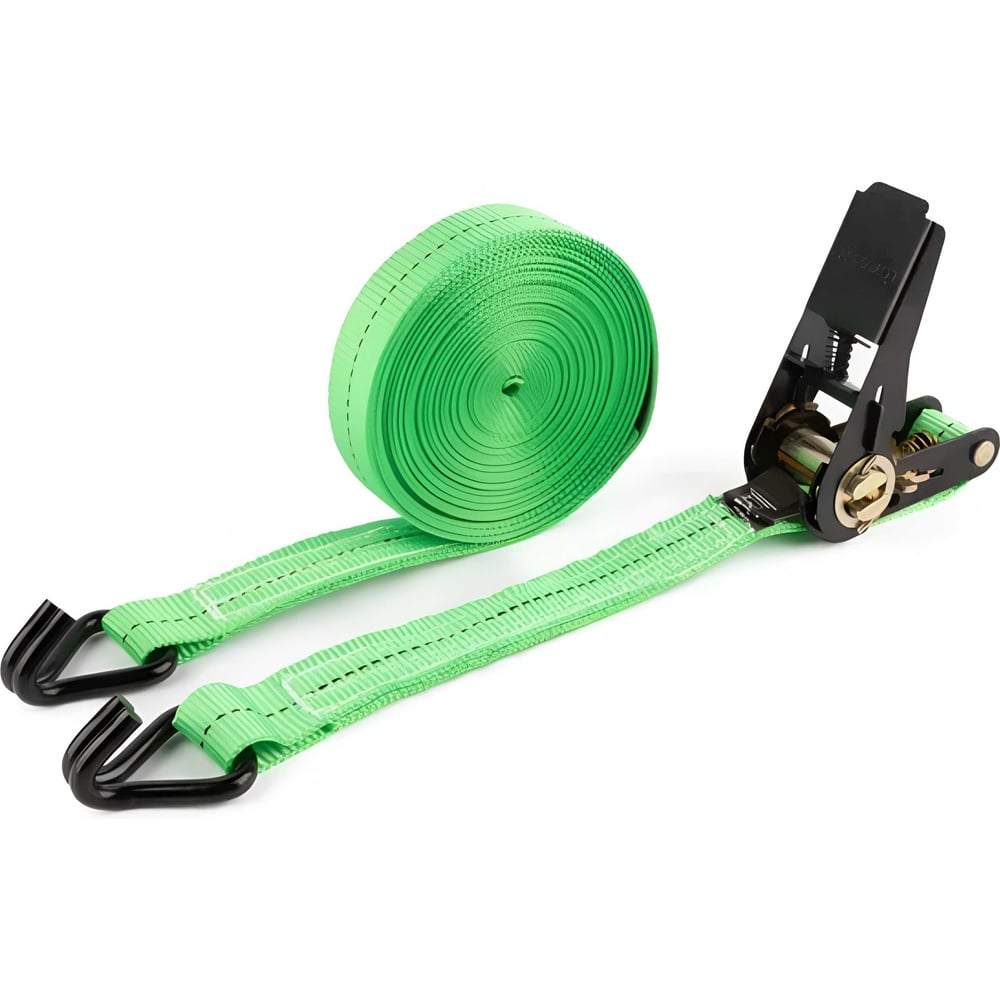 Изображение товара Ремень крепления груза TopAuto PRO ULTRA ширина ленты 25 мм, полиэфир, зеленая, 800/1600 кг, 10м, черный механизм 110 мм на 800 DaN, 2 черных крюка РК0810UG Изображение товара Ремень крепления груза TopAuto PRO ULTRA ширина ленты 25 мм, полиэфир, зеленая, 800/1600 кг, 10м, черный механизм 110 мм на 800 DaN, 2 черных крюка РК0810UG