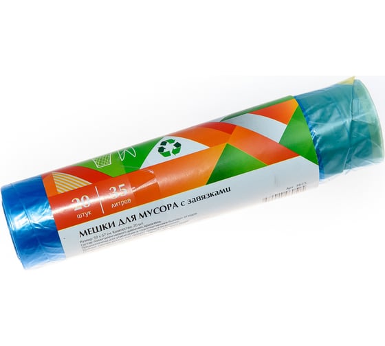 Изображение товара Мешки для мусора с завязками (20 шт; 35 л; 14 мкм; 50х57 см) EUROHOUSE 3625