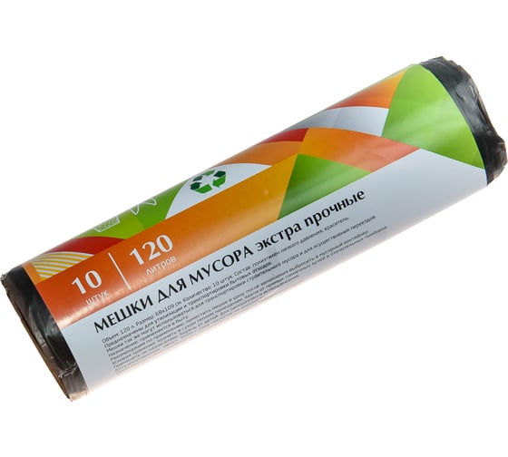 Изображение товара Мешки для мусора (10 шт; 120 л; 19 мкрн; 70х110см; ПНД) EUROHOUSE 9075