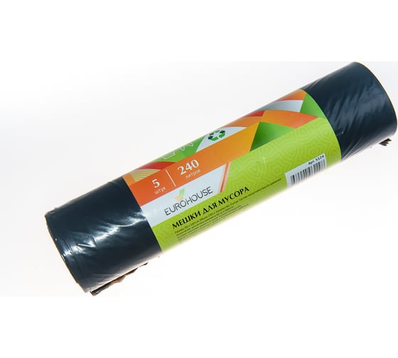 Изображение товара Мешки для мусора (5 шт; 240 л; 33 мкм; 90х140 см; ПВД) EUROHOUSE 5124