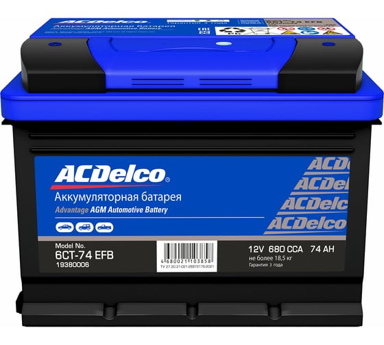 Изображение товара Аккумулятор ACDelco GM Advantage EFB 6СТ-74 LЗ прямая полярность 19380006
