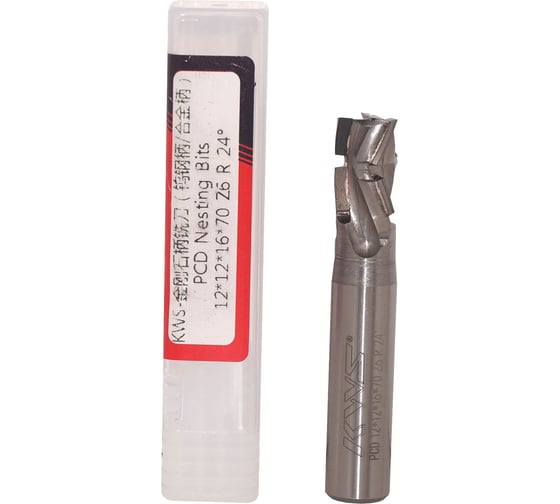 Изображение товара Фреза концевая алмазная Нестинг KWS 12х12х16х70 Z6 H2.5 R 24 (корпус спецсталь) 4093-12002-630823592