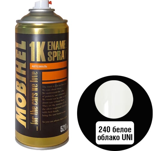 Изображение товара Краска MOBIHEL 240 Белое облако, металлик, аэрозоль, 520 мл 47088102А