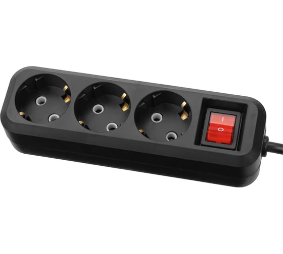 Изображение товара Удлинитель сетевой TDM ELECTRIC с выключателем, 3 розетки, 3 метра, с заземлением, 16 А, 3680 Вт, черный, SQ1303-1431