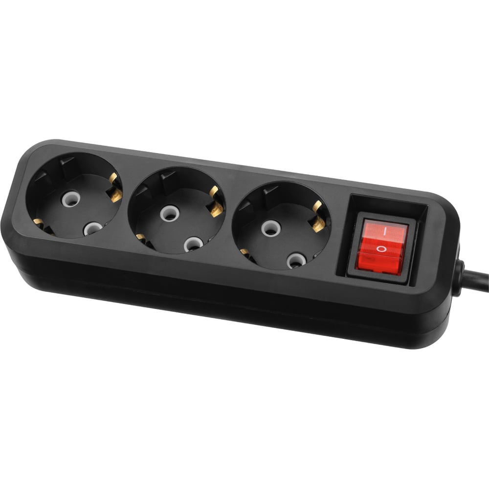 Изображение товара Удлинитель сетевой TDM ELECTRIC с выключателем 3 розетки 5 м IP20 черный