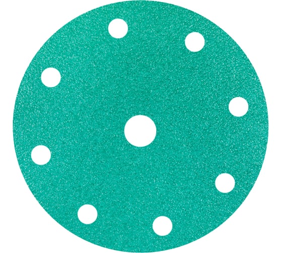 Изображение товара Круг шлифовальный на пленке Deerfos GREEN 150мм, 9 отв., Р180, 5 шт 4673770905286