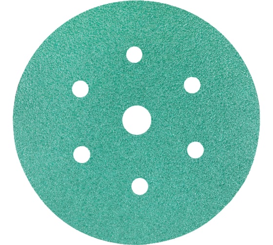Изображение товара Круг шлифовальный на пленке Deerfos GREEN 150мм, 6+1 отв., Р60, 5 шт 4673770905040