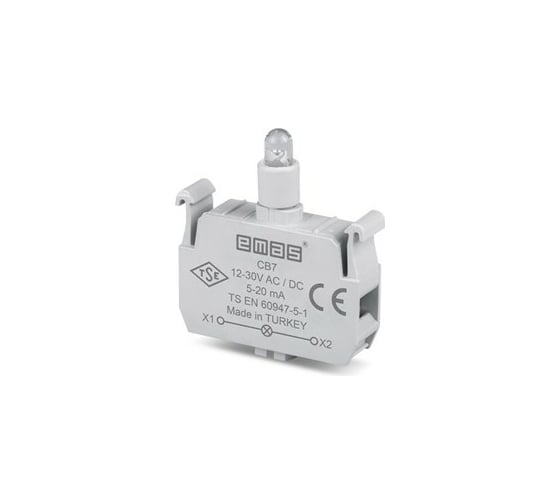 Изображение товара Блок-контакт Emas подсветки CВ7 с синим светодиодом, серия C, 12-30 В AC/DC CB7
