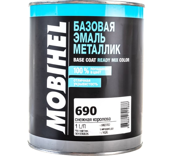 Изображение товара Краска Mobihel 690 Снежная Королева металлик, банка, 1 л 41982702