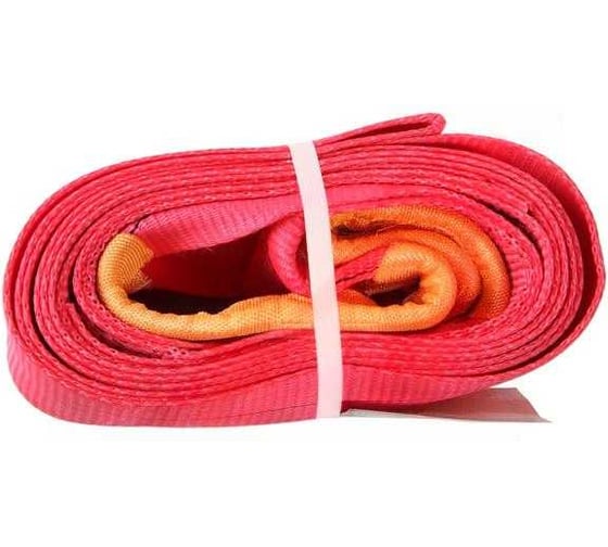 Изображение товара Буксировочный трос TopAuto РОСТРОС ПРЕМИУМ 27 т, 2 петли, 5 метров, пакет полиэфир шириной 150 мм 18027