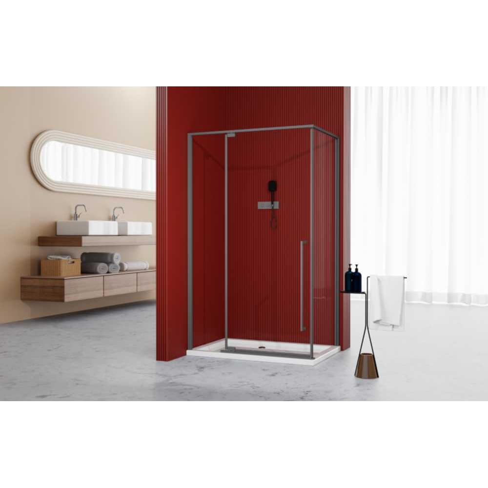 Изображение товара Душевое ограждение Esbano ESA-128PS-GM из закаленного стекла и алюминия