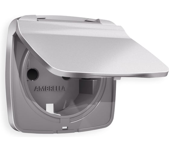 Изображение товара Лицевая панель Ambrella VOLT для электрической розетки с заземлением со шторками и крышкой, IP44, OMEGA OP5080