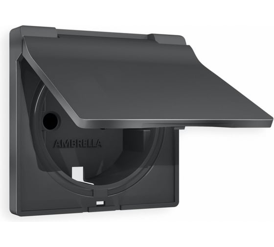 Изображение товара Лицевая панель Ambrella VOLT для электрической розетки с заземлением со шторками и крышкой, IP44, ALFA AP9080