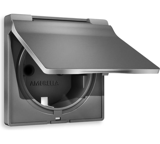 Изображение товара Лицевая панель Ambrella VOLT для электрической розетки с заземлением со шторками и крышкой, IP44, ALFA AP6580