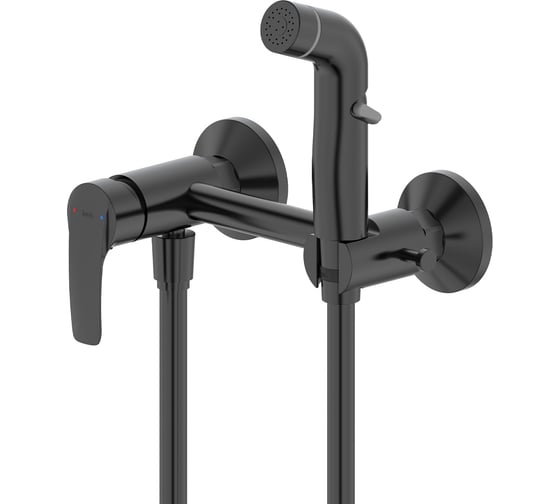 Изображение товара Смеситель с гигиеническим душем IDDIS Ray матовый черный, RAYBL00i08