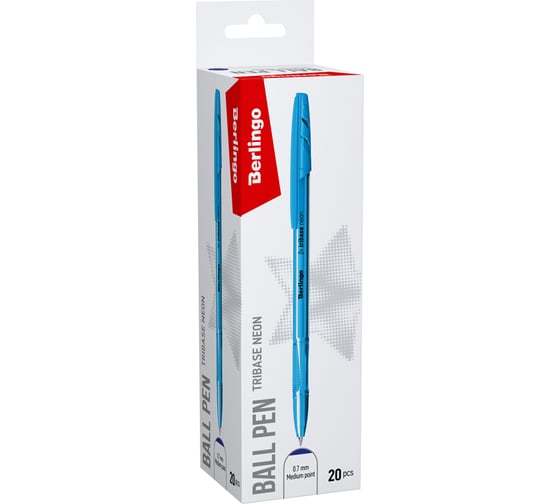 Изображение товара Шариковая ручка BERLINGO Tribase Neon синяя, 0.7 мм, ассорти, 20 шт CBp_70932_20