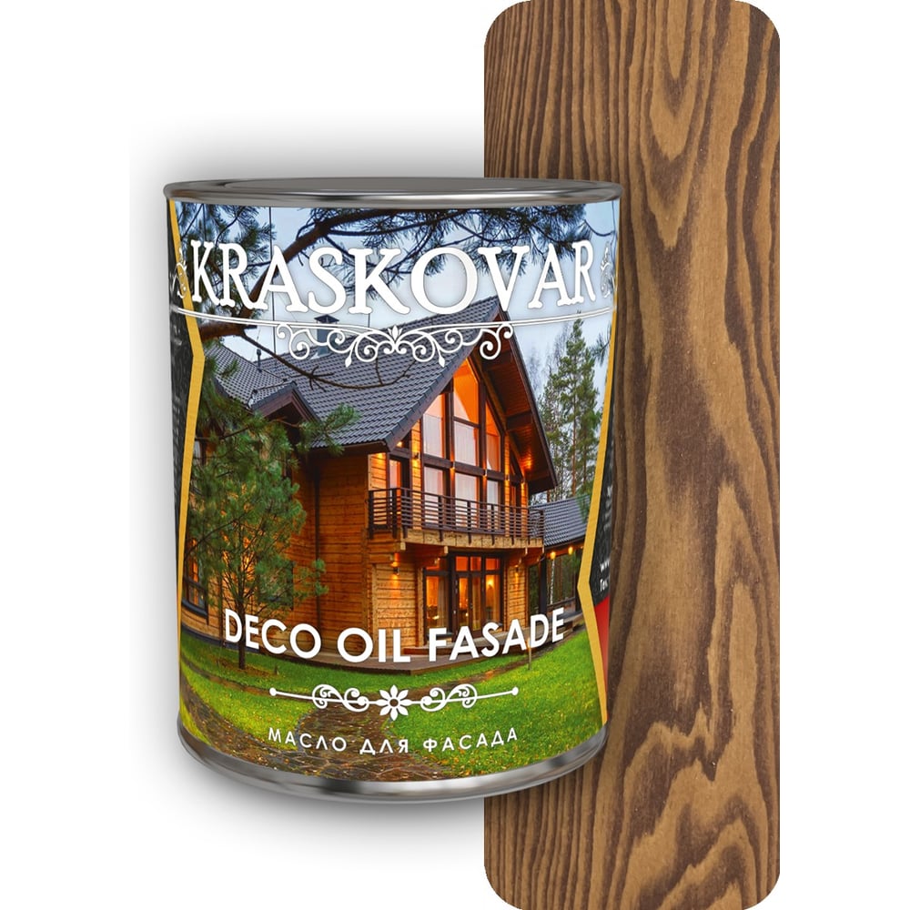 Изображение товара Масло для фасада Kraskovar Deco Oil Fasade Орех гварнери 0,75 л защитное декоративное средство для 