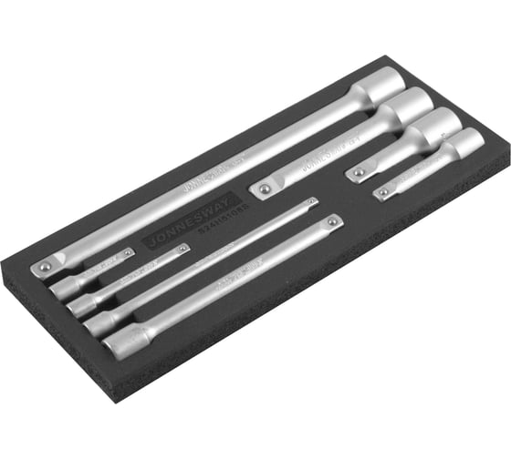Изображение товара Набор удлинителей Jonnesway S24H5108S 1/4, 3/8, 1/2DR, 50-250 мм, 8 предметов 046783