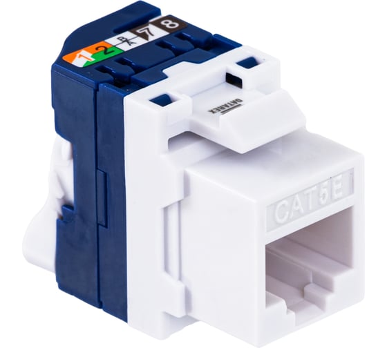 Изображение товара Модуль Keystone DATAREX кат.5e, UTP, 1xRJ45, T568A/B, без инструм., белый DR-510020