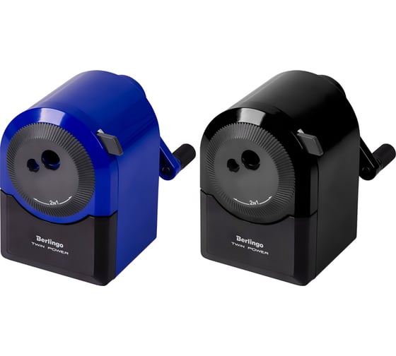 Изображение товара Механическая точилка BERLINGO TwinPower 2 в 1, цвета в ассортименте, пластиковый корпус BM1267