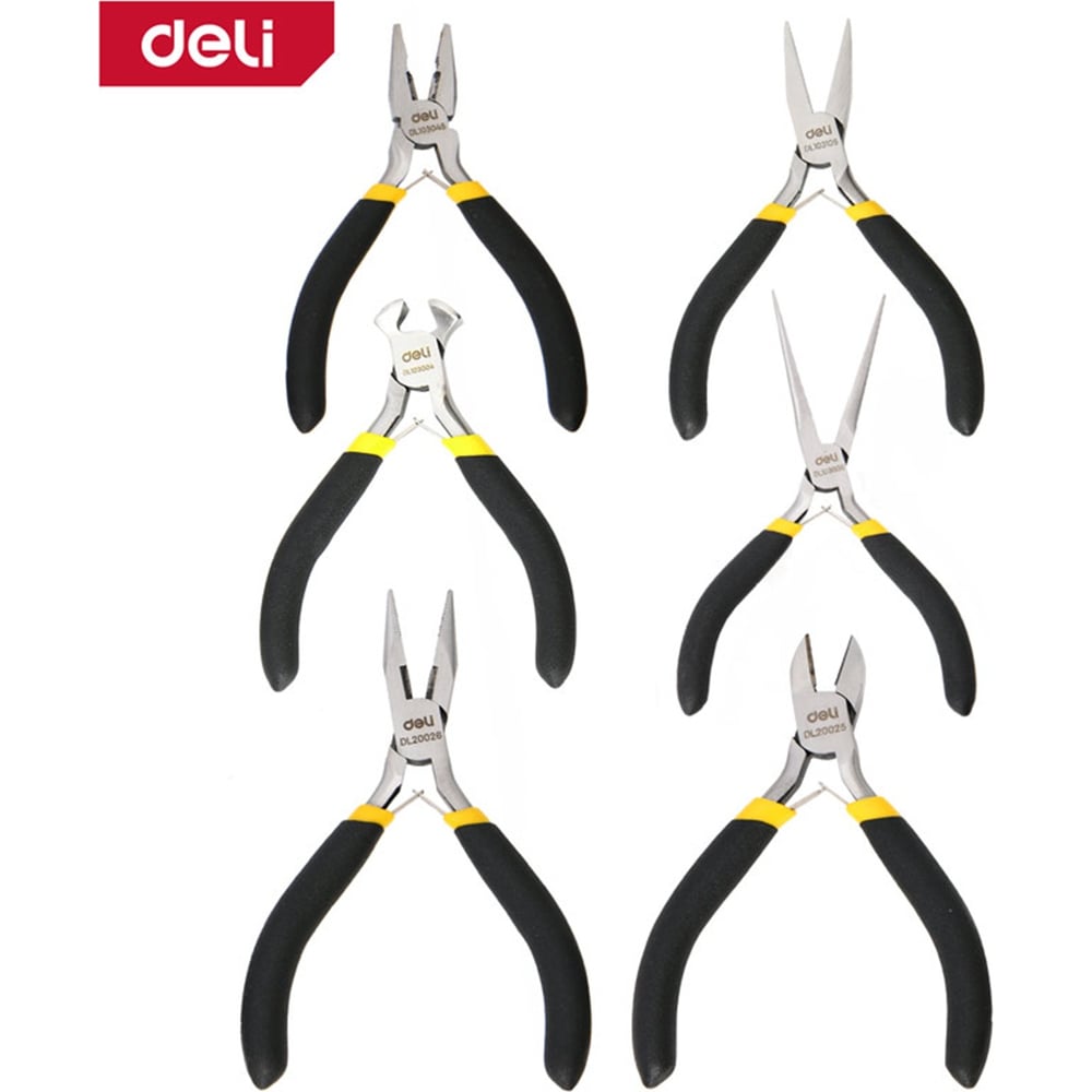 Изображение товара Набор мини-плоскогубцев DELI DL103205-6 (6 предметов, обливная ручка) 179531