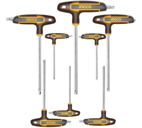 Изображение товара Набор Т-образных шестигранных ключей INGCO TORX Т10-Т50 S2 8шт. INDUSTRIAL HHKT80838