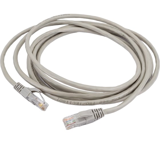 Изображение товара Патч-корд народный интернет кабель U/UTP Cat 5e 4PR 24AWG PVC, литой 3 м, серый TDM ELECTRIC SQ0115-0005