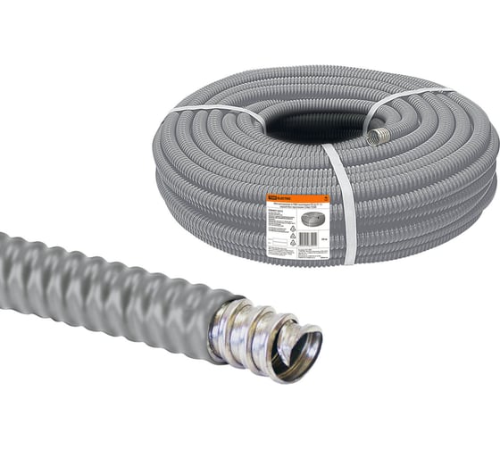 Изображение товара Металлорукав в ПВХ-изоляции TDM ELECTRIC РЗ-Ц-П 15 серый, без протяжки, 50м SQ0407-0415