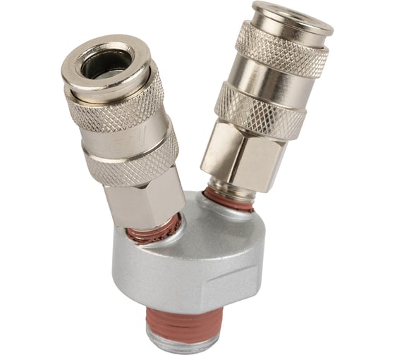 Изображение товара V-образный разветвитель Harrison с двумя БРС мама с внешней резьбой 3/8 и внутренней резьбой 1/4 HRS-SMVT