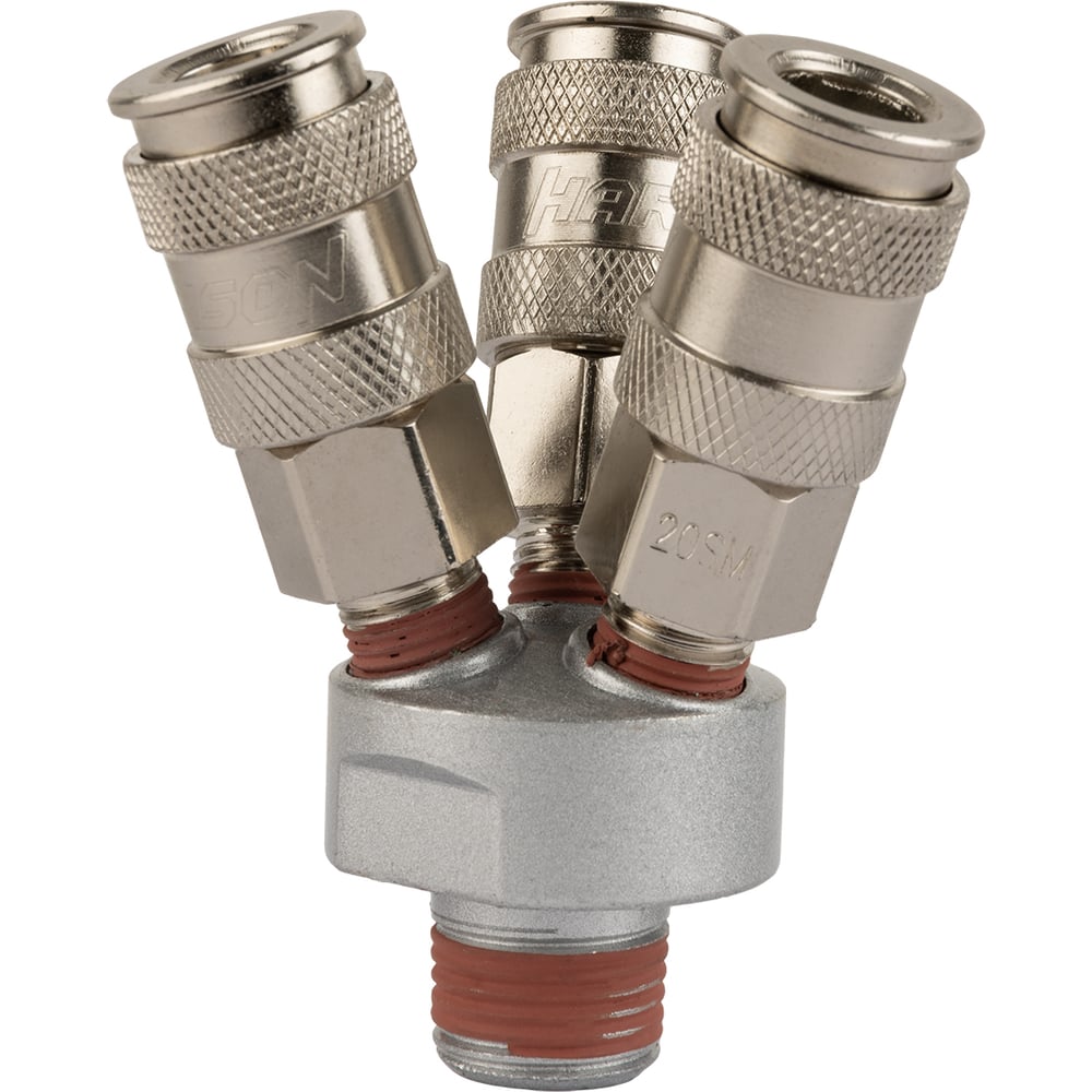 Изображение товара V-образный разветвитель Harrison 3-выхода с внешней резьбой 3/8 и внутренней 1/4 HRS-SMYT