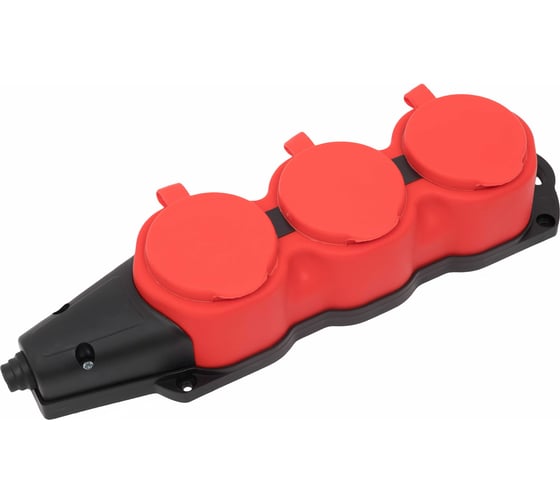 Изображение товара Каучуковая колодка 3 гнезда 16А IP44 с/з красная Gigant RBG-4