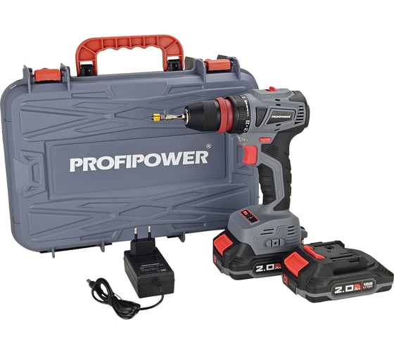 Изображение товара Аккумуляторный бесщеточный шуруповерт Profipower MKBL-18BM Li-ion-2шт, 18В, 2.0Ач, съемный патрон, З/У, 0.8-10 мм, кейс T0057